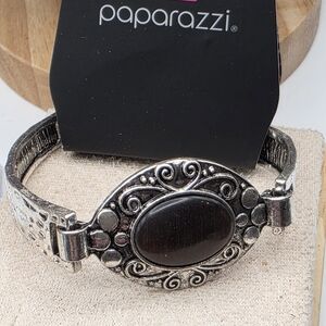 Paparazzi Ornate Silver and Brown Bracelet (941)